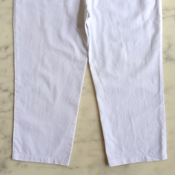 NWOT. Linen White High-Waisted Cropped Pant. - Picture 5 of 7